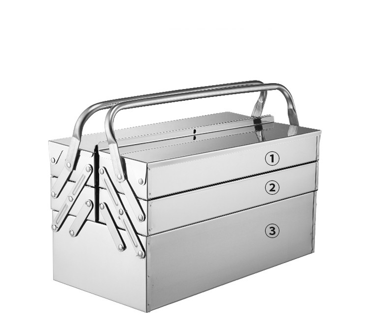 Stainless steel vehicle mounted industrial folding toolbox