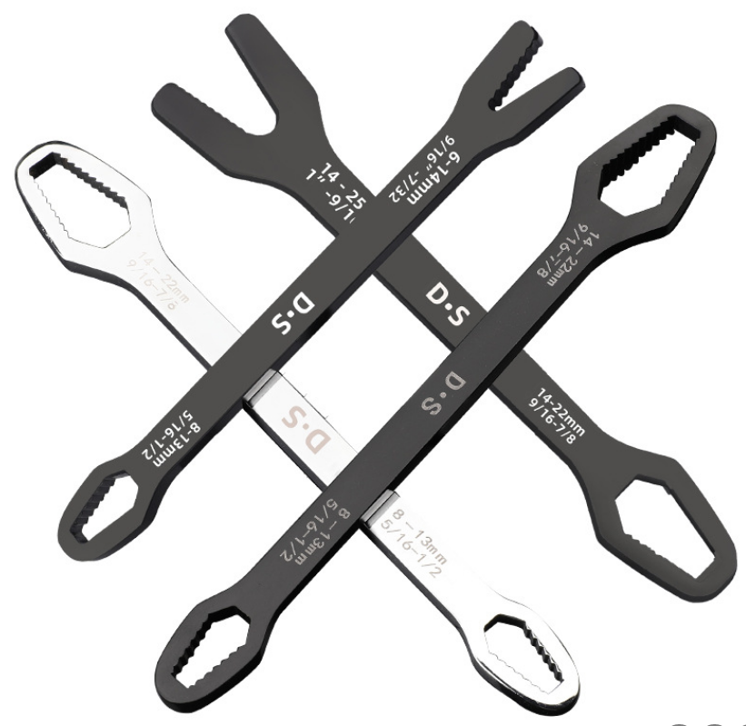 Double head self tightening multipurpose wrench