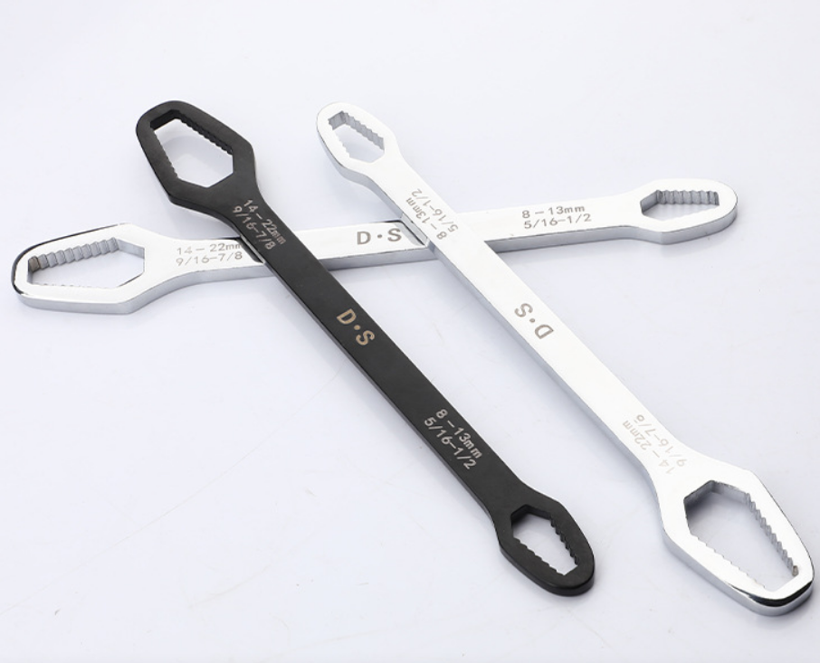 Double head self tightening multipurpose wrench
