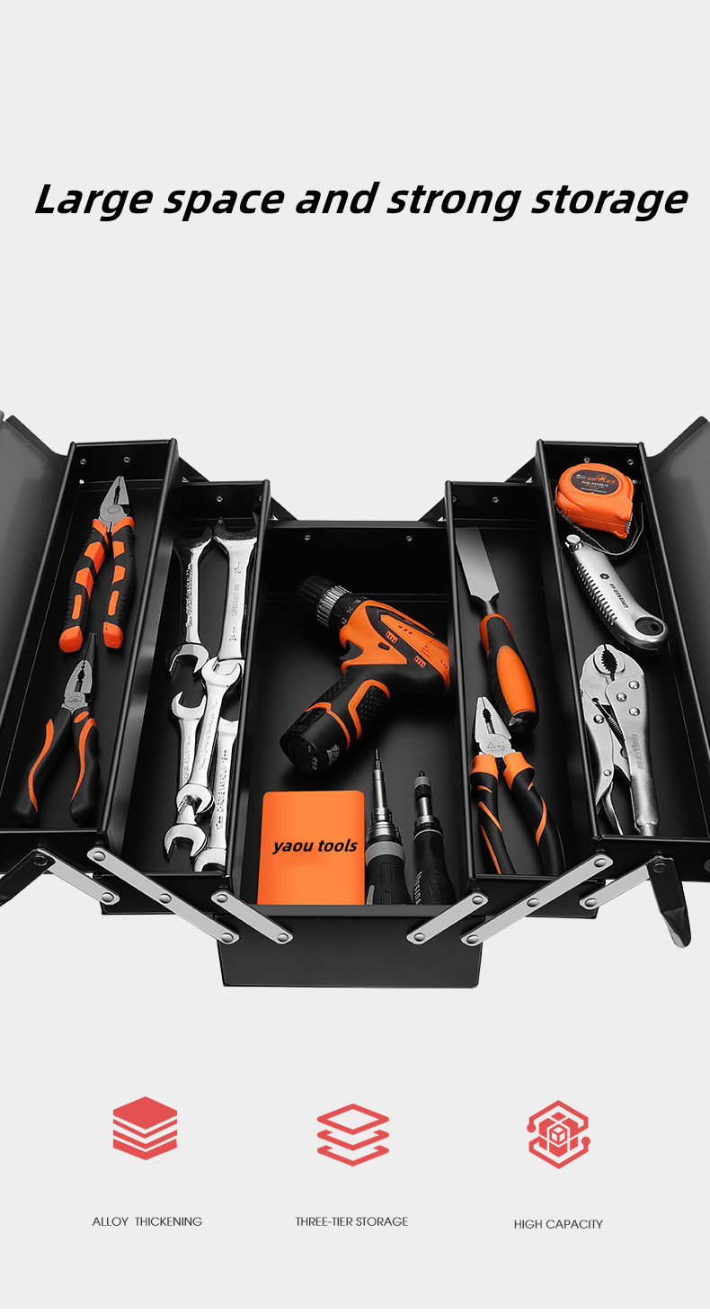 Stainless steel vehicle mounted industrial folding toolbox