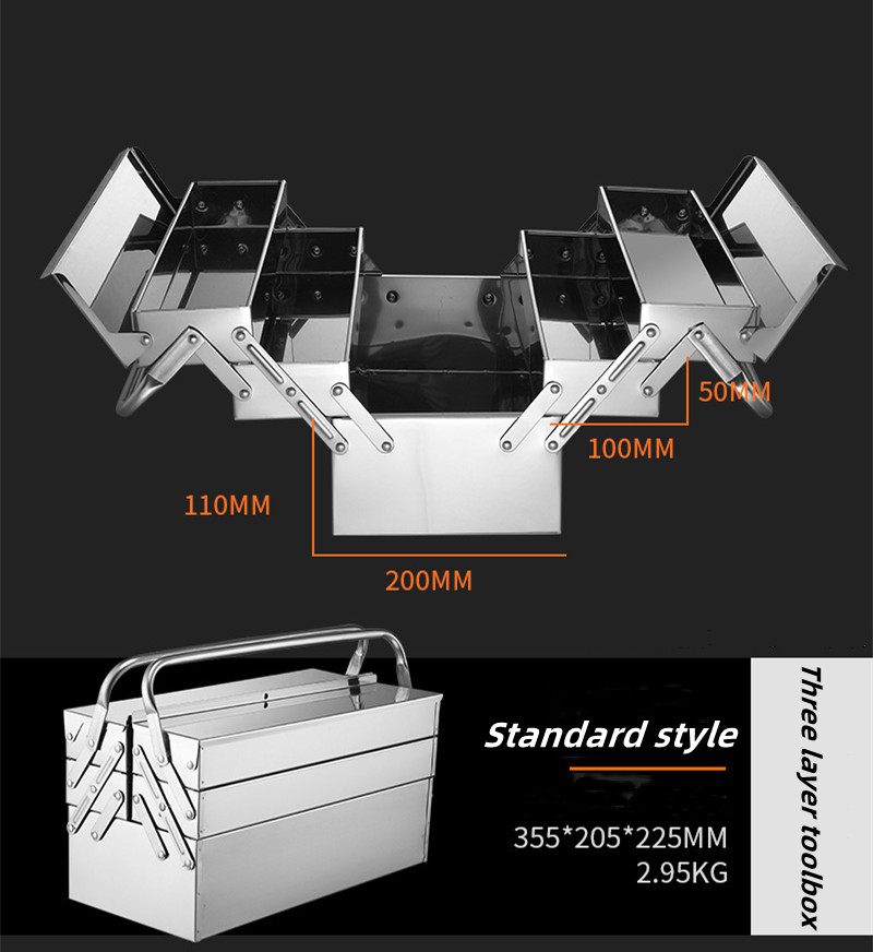 Stainless steel vehicle mounted industrial folding toolbox